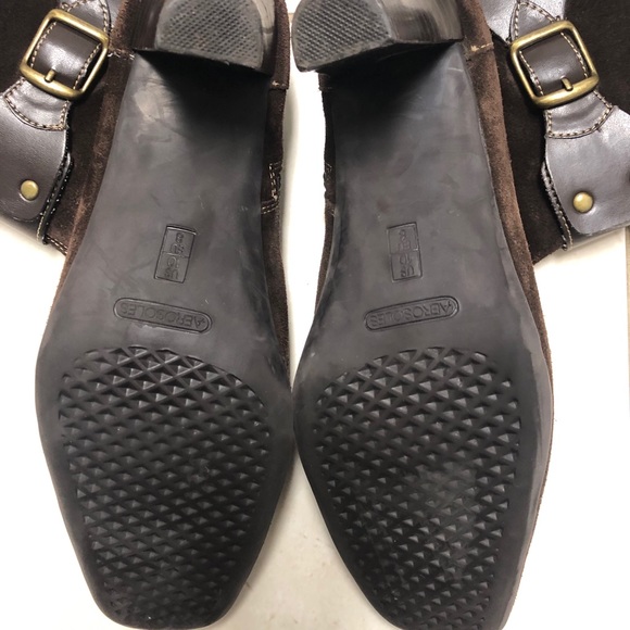 •AEROSOLES• brown suede & leather ankle booties // buckle - Picture 6 of 8